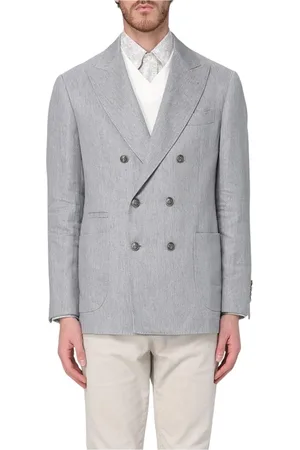 Brunello Cucinelli Kurtki, Mężczyzna, Szary, XL, Elegancka Szara Marynarka Dwurzędowa