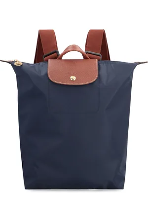 Longchamp Torebki, Kobieta, Niebieski, ONE SIZE, Nylon, Zielony Plecak Nylonowy z Szczegółami Skórzany