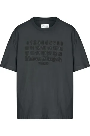 Maison Margiela Koszulki, Mężczyzna, Czarny, L, Czarne T-shirty i Pola z Haftem