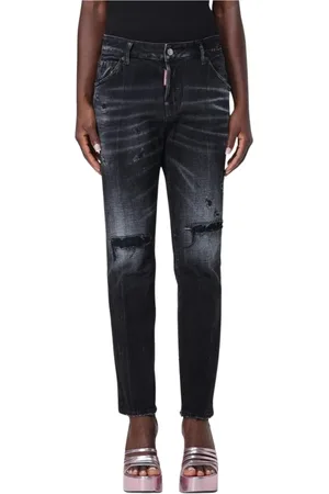Dsquared2 Jeansy, Kobieta, Czarny, 2XS, Denim, Stylowe Distressed Boyfriend Jeansy