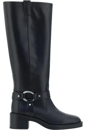 Stuart Weitzman Buty, Kobieta, Czarny, 37 EU, Czarne Wysokie Buty Highland z Detalem Pierścienia