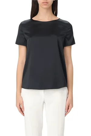 Emporio Armani Bluzki, Kobieta, Czarny, L, Niebieska Jedwabna Bluzka Elegancki Styl