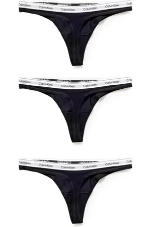 Calvin Klein Bielizna, Kobieta, Czarny, XS, Len, Drukowane Bawełniane Stringi Bielizna