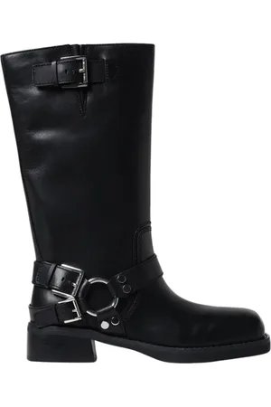 Michael Kors Buty, Kobieta, Czarny, 40 EU, Czarne skórzane motocyklowe buty z klamrą