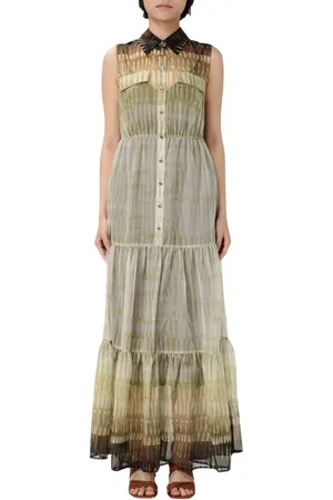 Liu Jo Sukienki, Kobieta, Zielony, S, Len, Zielona Sukienka Maxi w Stylu Tie Dye