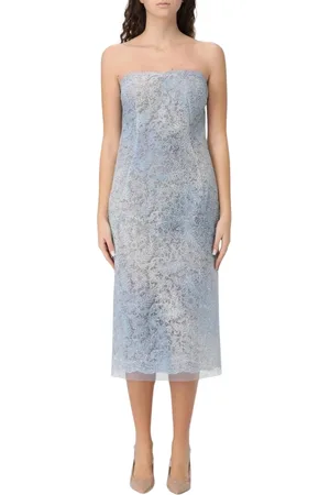 ERMANNO SCERVINO Sukienki, Kobieta, Niebieski, S, Tiul, Niebieska Koronkowa Sukienka Midi