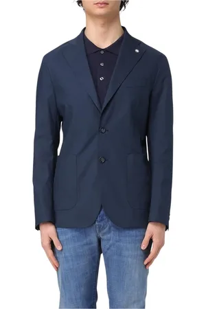 Manuel Ritz Kurtki, Mężczyzna, Niebieski, S, Elegantny Beżowy Blezer