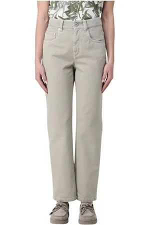 Brunello Cucinelli Jeansy, Kobieta, Szary, XL, Elegant Straight Leg Jeansy