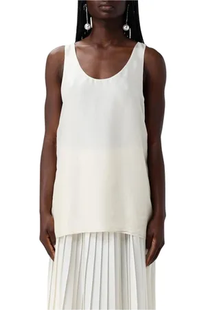 Serafini Koszulki, Kobieta, Biały, XL, Brązowy Jedwabny Top Cami