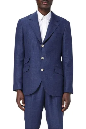 Brunello Cucinelli Garnitury, Mężczyzna, Niebieski, XL, Indigo Lniany Blezer