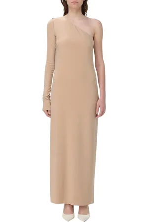 Sportmax Sukienki, Kobieta, Różowy, L, Blush One-Shoulder Sukienka Maxi