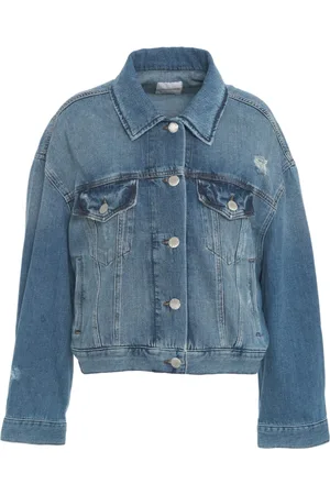 Pinko Kurtki, Kobieta, Niebieski, S, Niebieska Kurtka Jeansyowa Cropped Stylowy Look