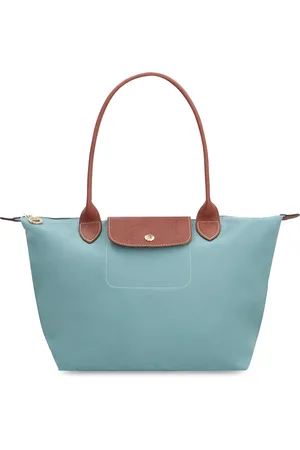 Longchamp Torebki, Kobieta, Zielony, ONE SIZE, Nylon, Oryginalna Torba na Ramię z Nylonu z Szczegółami ze Skóry