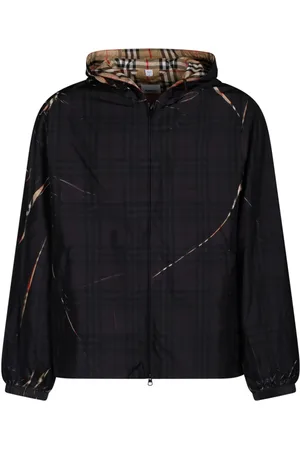 Burberry Kurtki, Mężczyzna, Czarny, M, Czarno-Beżowa Kurtka w Kratę