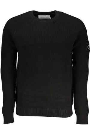 Calvin Klein Swetry, Mężczyzna, Czarny, S, Bawełna, Bawełniany sweter z okrągłym dekoltem i logo