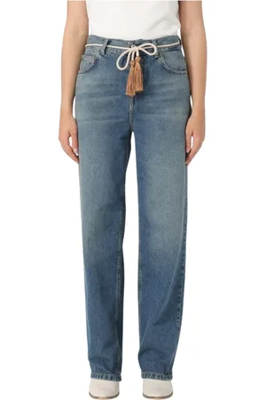 Liu Jo Jeansy, Kobieta, Niebieski, W28, Denim, Eleganckie Wide Leg Jeansy z Paskiem