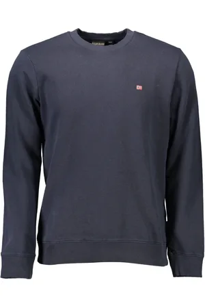 Napapijri Bluzy, Mężczyzna, Niebieski, S, Niebieski Bluza z Długim Rękawem z Haftem Logo