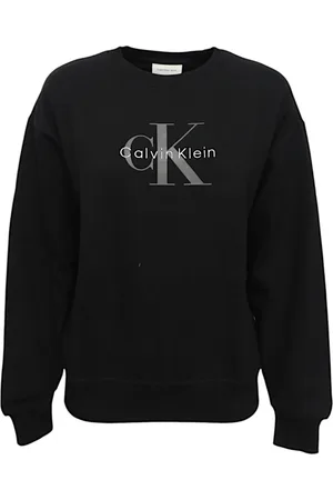 Calvin Klein Bluzy, Kobieta, Czarny, L, Bawełna, Bawełna Bluza z Kapturem z Logo