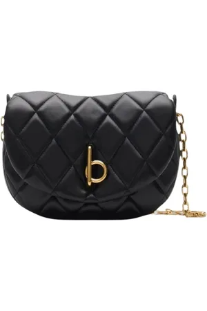 Burberry Torebki, Kobieta, Czarny, ONE SIZE, Czarna Pikowana Skórzana Torba na Ramię