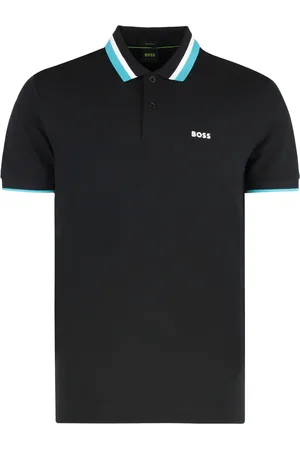 HUGO BOSS Koszulki, Mężczyzna, Czarny, M, Bawełniany Polo Shirt Z żebrowanymi Krawędziami Regular Fit