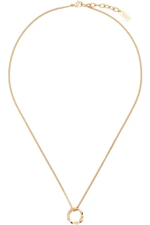Saint Laurent Akcesoria, Kobieta, Żółty, ONE SIZE, Złoty Naszyjnik z Wisiorkiem Curb Chain