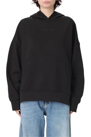 Pinko Bluzy, Kobieta, Czarny, S, Szara Relaxed Fit Hoodie
