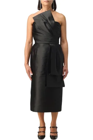 Alberta Ferretti Sukienki, Kobieta, Czarny, S, Czarna Jedwabna Sukienka Midi
