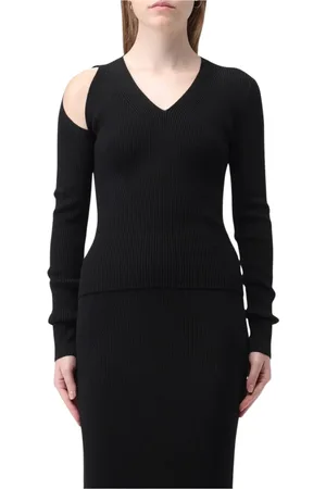 Alexander McQueen Swetry, Kobieta, Czarny, S, Żakardowy Sweter z Wycięciami