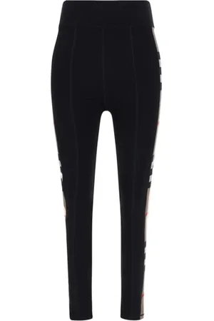Burberry Spodnie, Kobieta, Czarny, M, Ikoniczne Legginsy Slim Fit z Nadrukiem Kratki