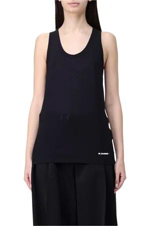Jil Sander Koszulki, Kobieta, Czarny, S, Biała Koszulka z Dekoltem Relaxed Fit