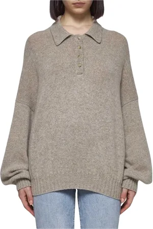 Khaite Swetry, Kobieta, Beżowy, M, Kaszmir, Beżowy Sweter Polo Stylowy Design