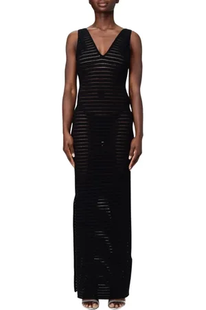 Elisabetta Franchi Sukienki, Kobieta, Czarny, L, Elegancka Czarna Sukienka Maxi