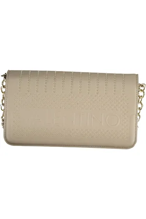 Valentino by Mario Valentino Torebki, Kobieta, Beżowy, ONE SIZE, Len, Beżowa Torba na Ramię z Łańcuchem i Zamkiem