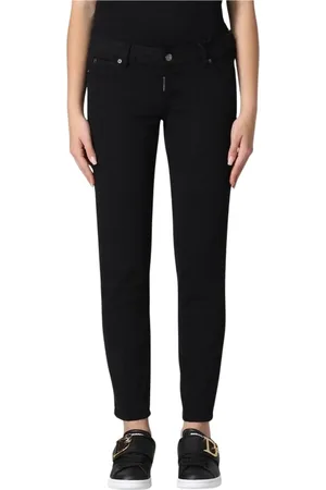 Dsquared2 Jeansy, Kobieta, Czarny, M, Czarne Bull Cropped Skinny Jeansy
