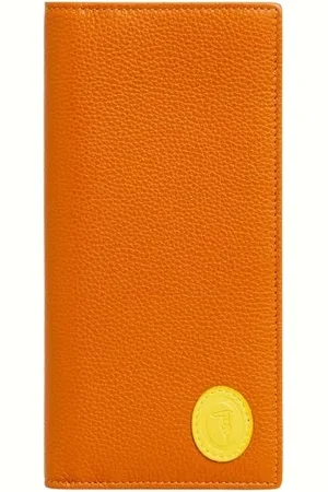 Trussardi Akcesoria, Mężczyzna, Pomarańczowy, ONE SIZE, Len, Brązowa Skórzana Portmonetka Męska