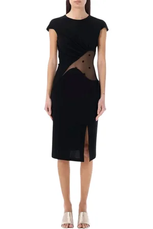Givenchy Sukienki, Kobieta, Czarny, S, Czarna Sukienka z Prześwitującymi Panelami Midi