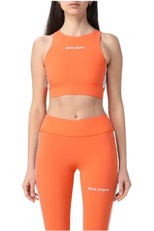Palm Angels Sport, Kobieta, Pomarańczowy, S, Nylon, Top sportowy z wysokim dekoltem