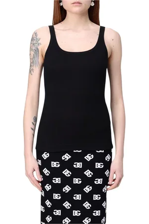 Dolce & Gabbana Koszulki, Kobieta, Czarny, L, Biała Dzianinowa Koszulka