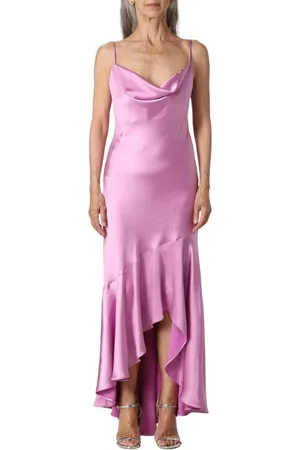 Pinko Sukienki, Kobieta, Różowy, S, Elegancka Sukienka High Low Hem Kobieta