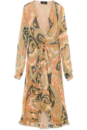 Etro Sukienki, Kobieta, Wielobarwność, S, Sukienka midi we wzór paisley