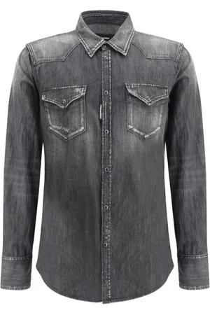 Dsquared2 Koszule, Mężczyzna, Czarny, L, Klasyczna koszula westernowa z kieszeniami