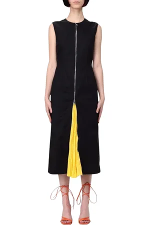 Msgm Sukienki, Kobieta, Czarny, S, Czarna Plisowana Sukienka Midi Elegancki Styl