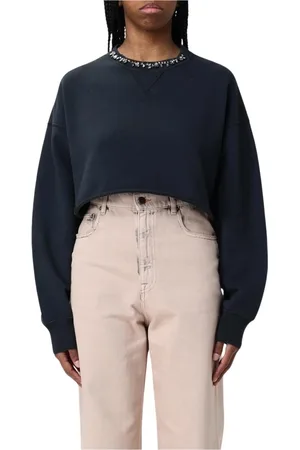 Golden Goose Bluzy, Kobieta, Czarny, S, Czarny Sweter z Ozdobnym Dekoltem