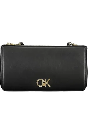 Calvin Klein Torebki, Kobieta, Czarny, ONE SIZE, Czarna Torba na Ramię z Logo
