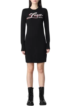 Moschino Sukienki, Kobieta, Czarny, L, Elegancka Czarna Sukienka Swetrowa