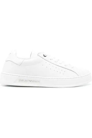 Emporio Armani Buty, Kobieta, Biały, 37 EU, Białe Sneakersy z Wiązaniem