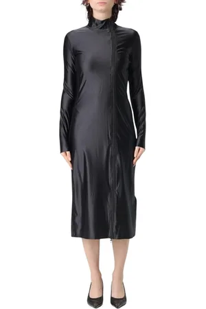 Diesel Sukienki, Kobieta, Czarny, M, Czarna Elegancka Sukienka Midi Bez Rękawów