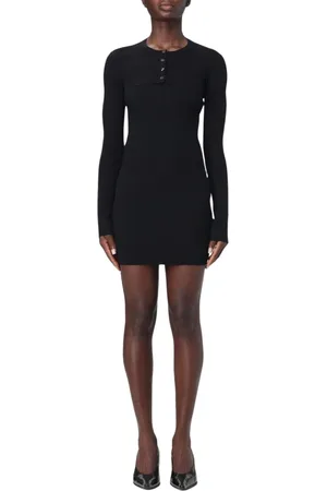 Alexander Wang Sukienki, Kobieta, Czarny, M, Rayon, Rozpinana Sukienka Mini z Dżetami