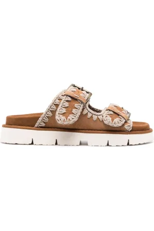 Mou Buty, Kobieta, brązowy, 37 EU, Brązowe Skórzane Sandały z 2 Paskami