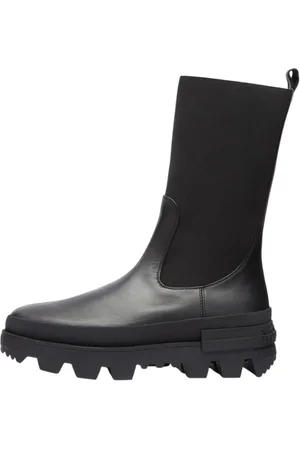 Moncler Buty, Kobieta, Czarny, 38 EU, Skóra, Czarny Chelsea High Boot Elegancki Design